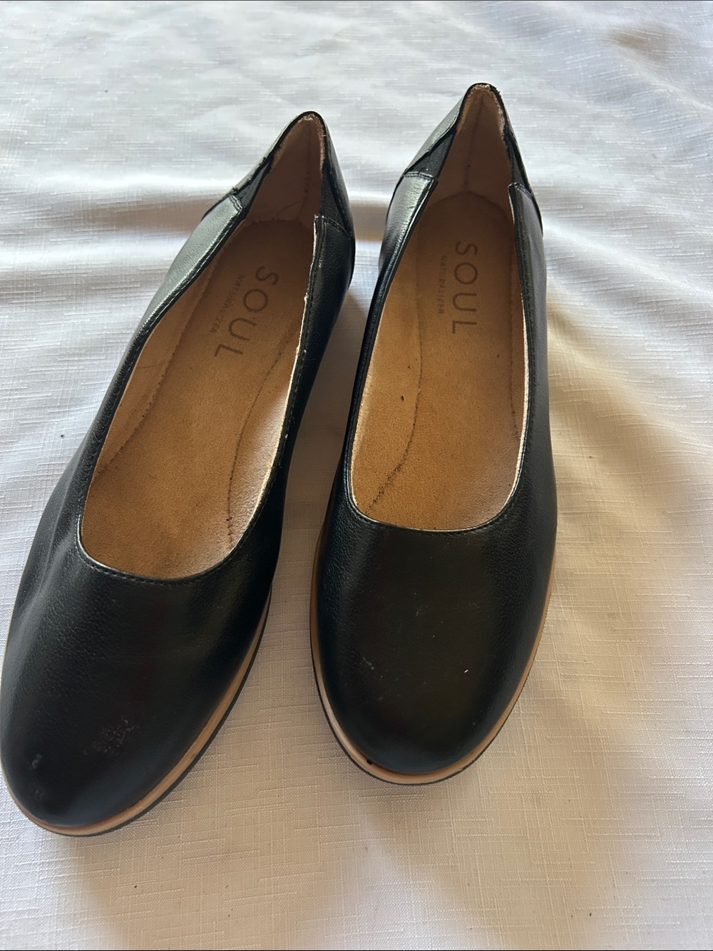Soul Black Leather Slip-On Women's Flats